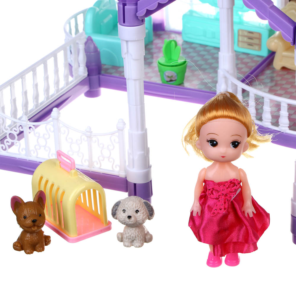 ИГРОЛЕНД Дом для куклы с акс., питомцами и куклой, 113 пред., ABS, PP, полиэстер, 30х8х23 см - #5