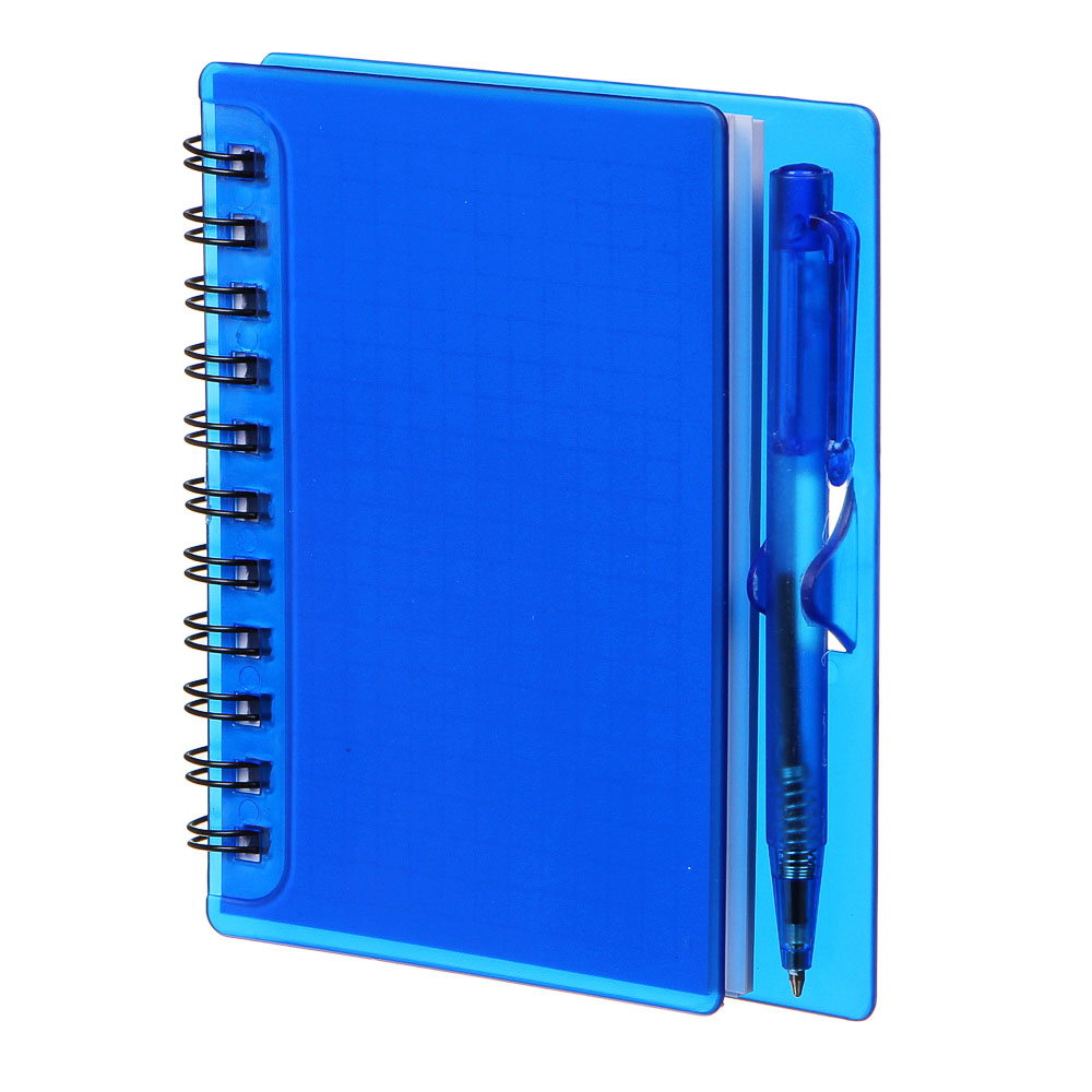 Записная книжка с ручкой 9,5х11см 80л., тв.пластик.обл., в клетку. - #5