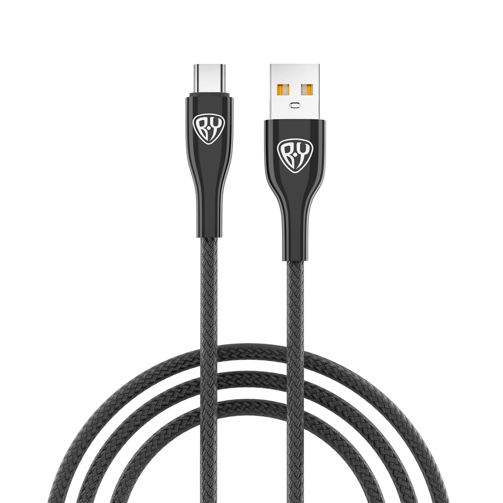 Кабель для зарядки USB(A)-Type C BY Smart, 1м, 3A, QC 3.0, тканевая оплетка, черный - #1