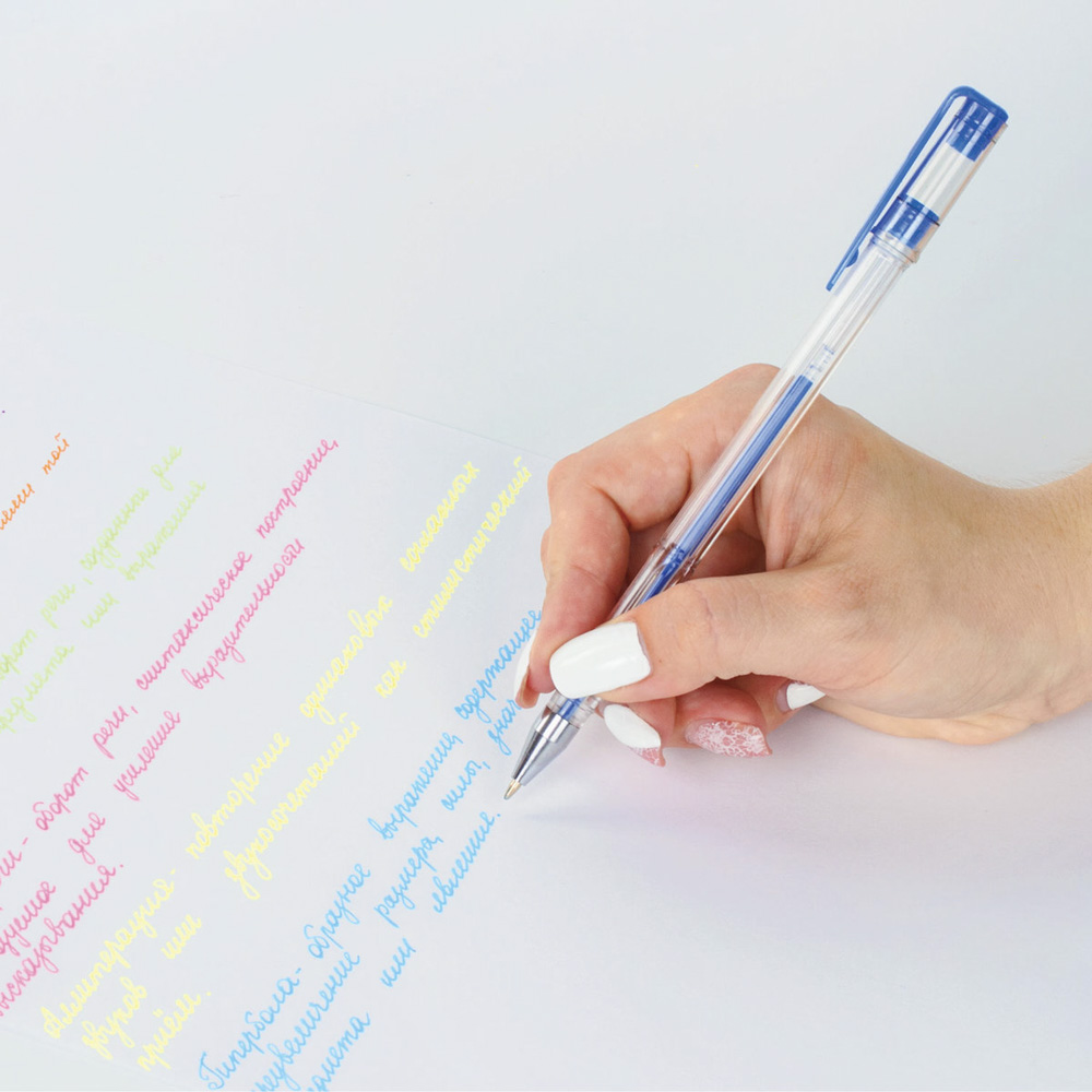 Набор гелевых ручек, 6 цветов, неоновые чернила, прозр. корпус, 0,7 мм, линия письма 0,5 мм, 142798 - #9