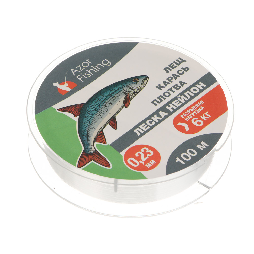 Леска "Лещ, Карась, Плотва" тм AZOR FISHING, нейлон, 100м, 0,23мм, 6,0кг,прозрачный - #3