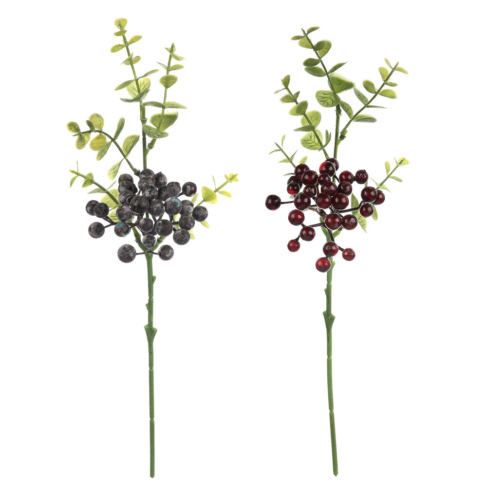 LADECOR Ветка с ягодами искусственная, 34 см, пластик, ткань - #1