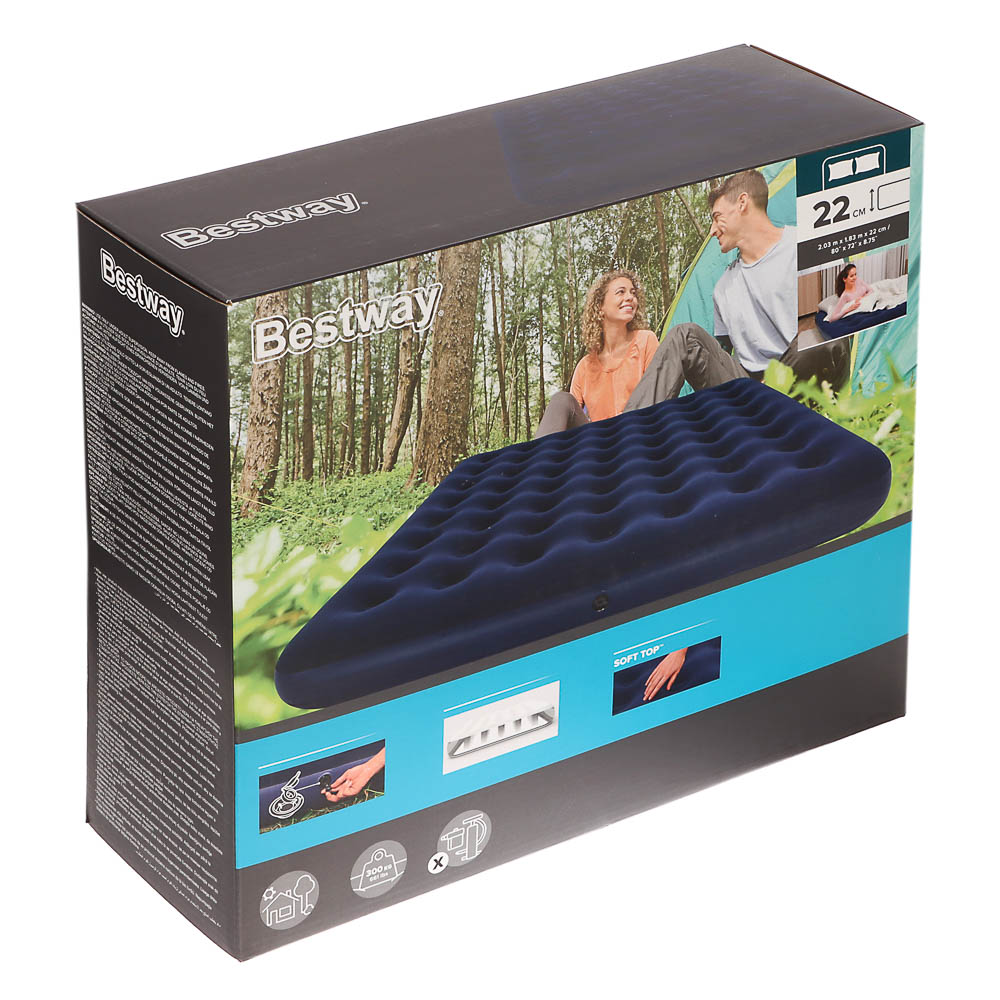 BESTWAY Матрас надувной FLOCKED AIR, 203x183x22см, до 300кг, 67004 - #12