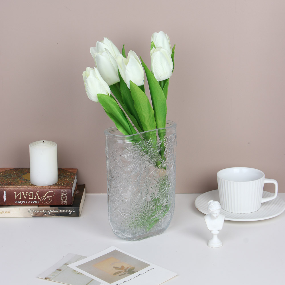 Ваза стеклянная, 13х6х18 см, 2 дизайна - #5