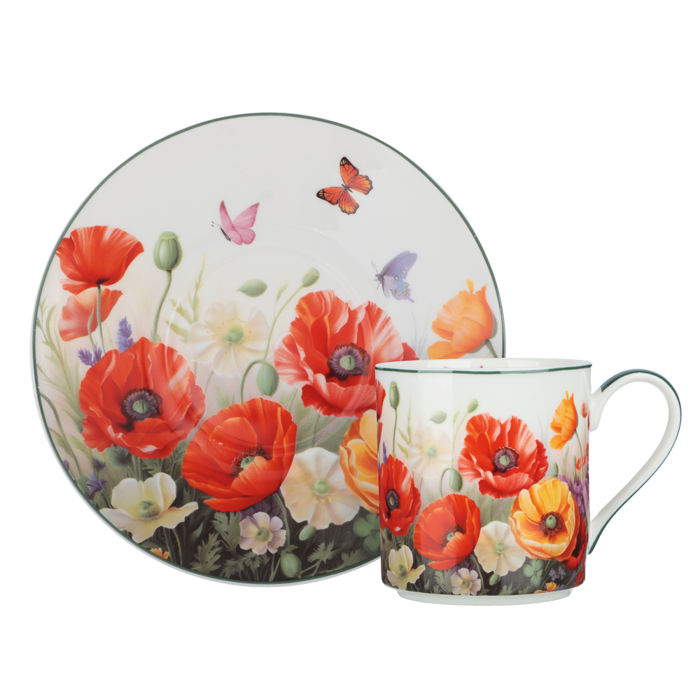 Набор чайный 2 пр., 250мл, MILLIMI, Маки, фарфор - #3