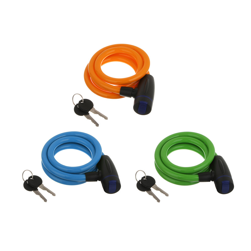 Замок велосипедный тм BY SPORT, противоугонный, тросовый, 1200х12мм, металл, пластик, 3 цвета - #1