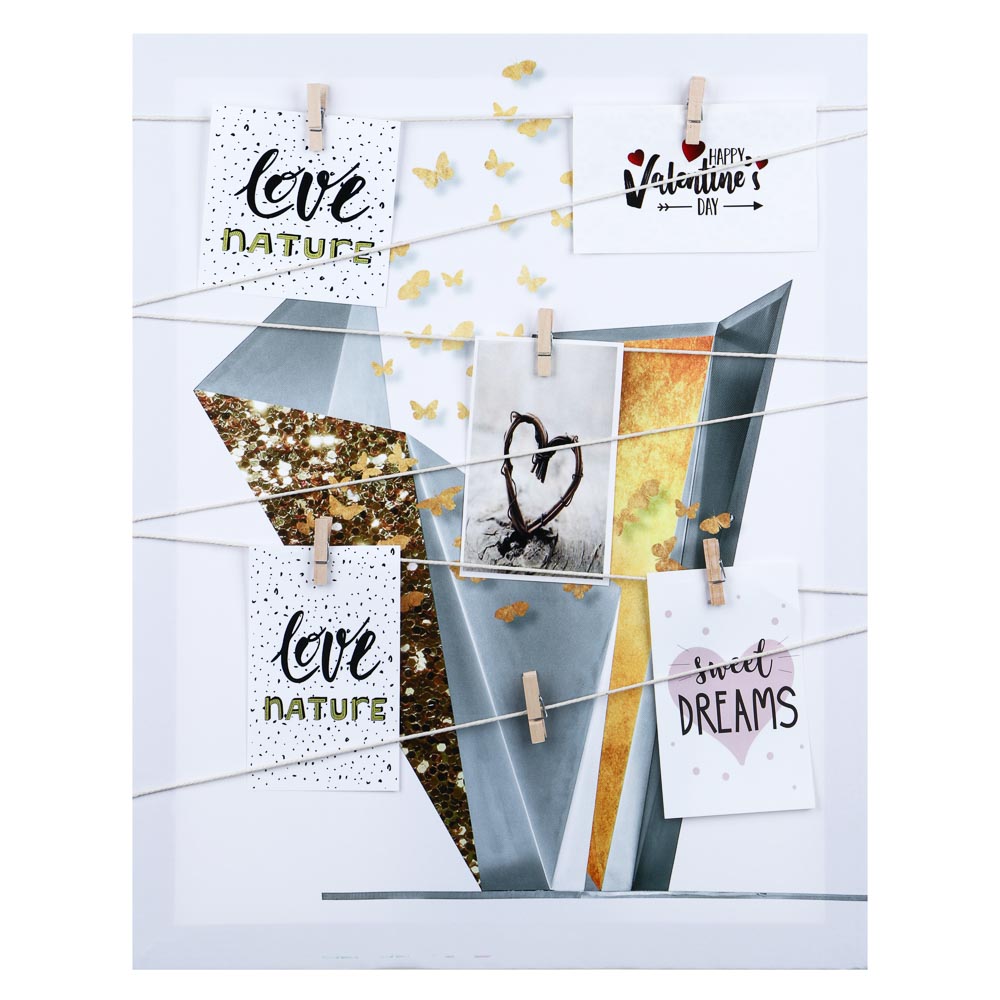 Фоторамка для фотографий на прищепках, 40х50 см, дерево - #1