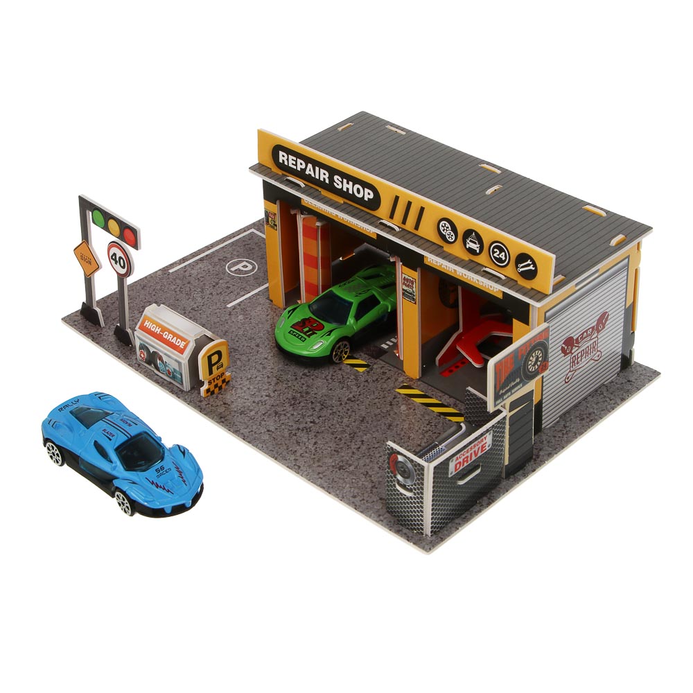 ИГРОЛЕНД Набор игровой "Сервисный центр", 2 машины, PP, металл, 24х21х4 см, 2 дизайна - #8