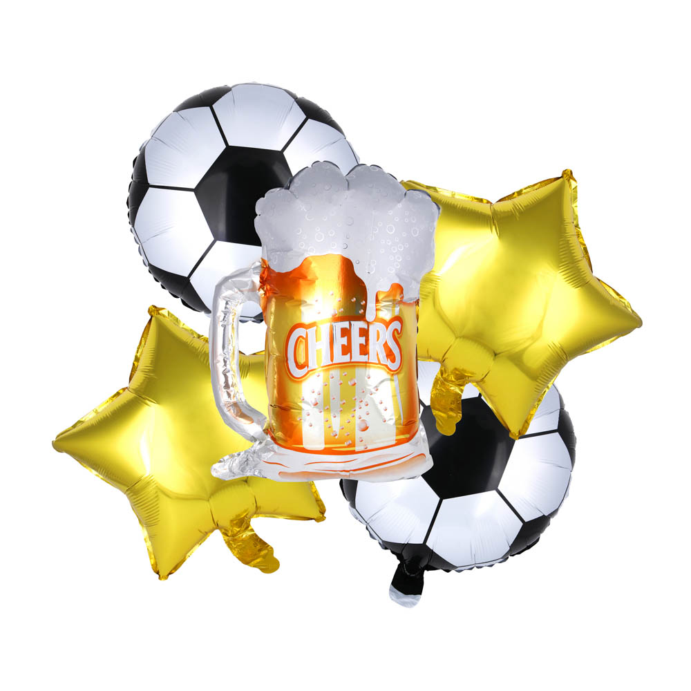 Набор шаров воздушных 5шт, фольгированных, футбол, пиво, 23x18 см - #1