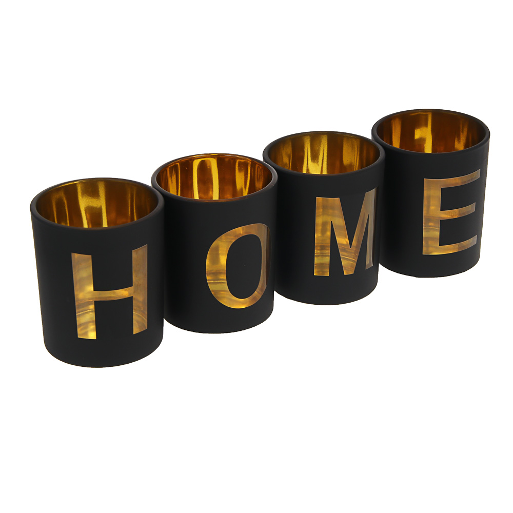 Набор подсвечников на подставке тм LADECOR 4 шт 6х6х7,5см, подставка 33,4х11,7х1,5см, стекло, дерево - #8