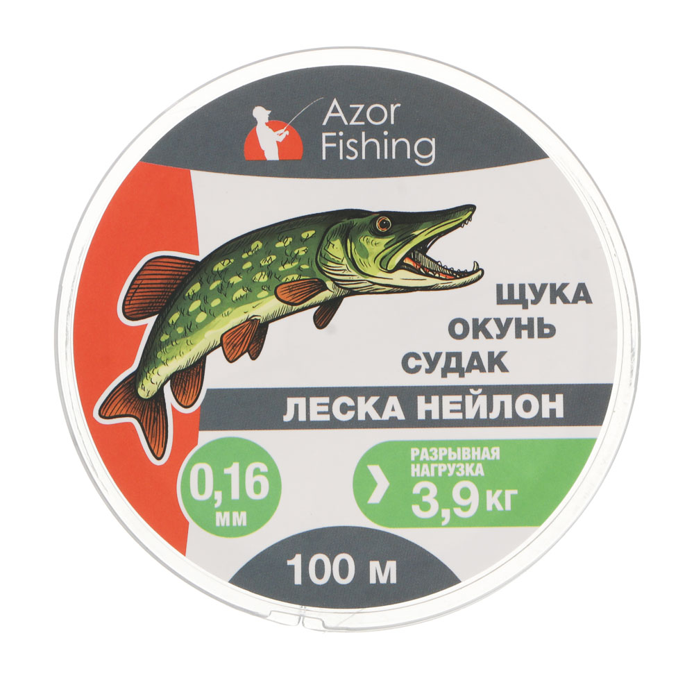 Леска "Щука, Окунь, Судак" тм AZOR FISHING, нейлон, 100м, 0,16мм, 3,9кг, серая - #4