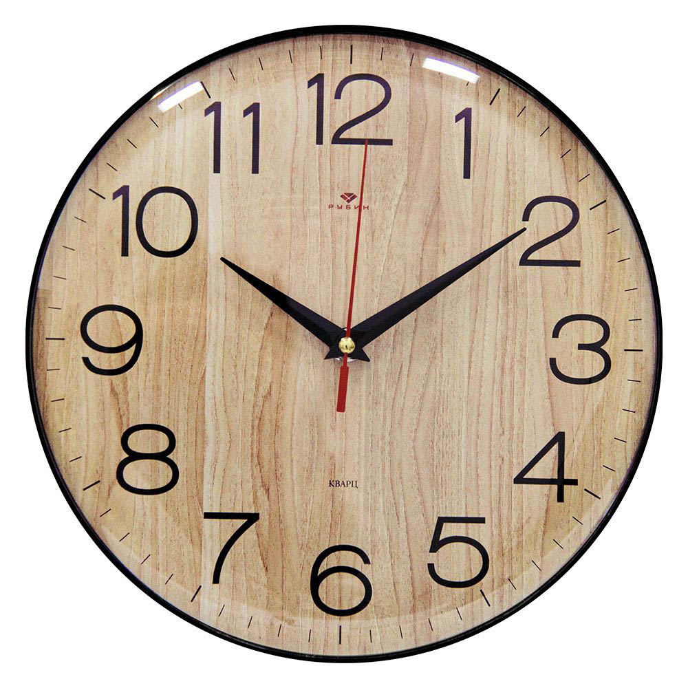 Часы настенные круг, основание черное Текстура дерева, 25 см, арт.  2526-003 купить с выгодой в Галамарт