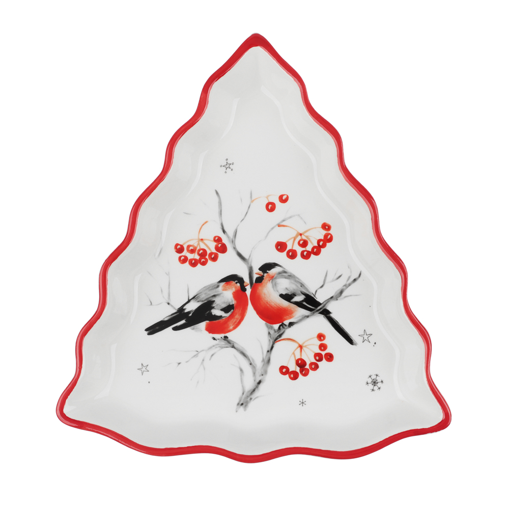 MILLIMI Снегири Блюдо в форме елки 21х16х3см, керамика - #1
