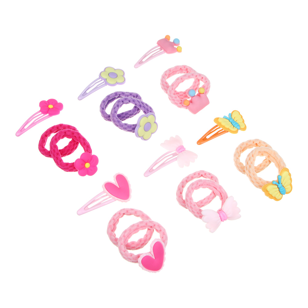 ЮНИLOOK Набор детских резинок для волос 2 шт и заколка 1 шт, d4см, 5см, металл, ПЭ, ТПР, 6 дизайнов - #1