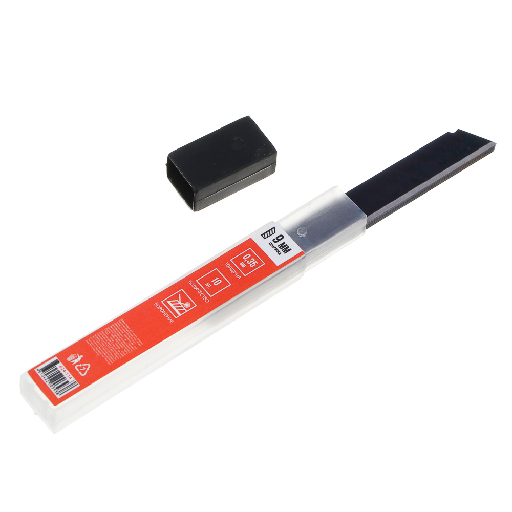 ЕРМАК Лезвие для ножей запасное 9мм сегментированное, сталь+воронение, толщина 0,35мм, 10шт/уп - #3