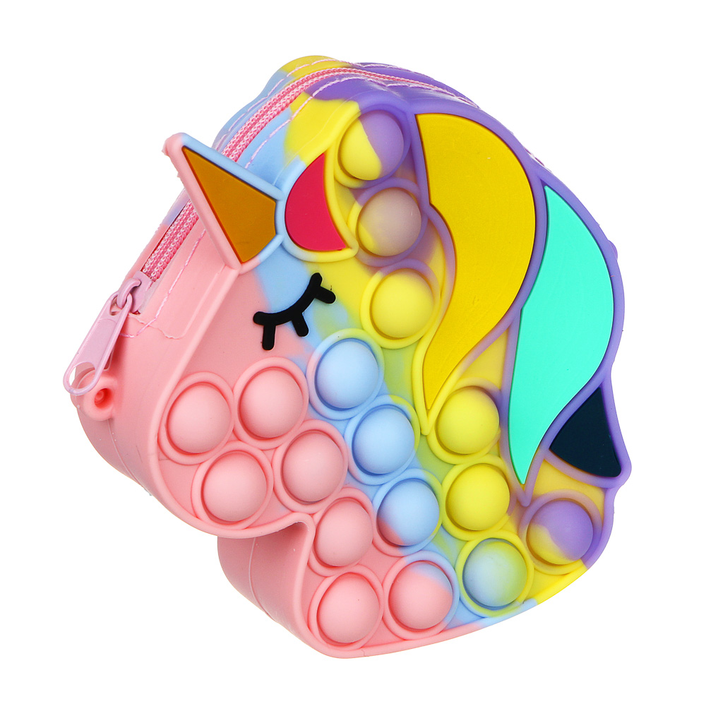 Сумка-мини в форме единорога, 13х10,5х3,7 см, с эффектом "поп-ит", силикон, металл, полиэстер, лента - #3