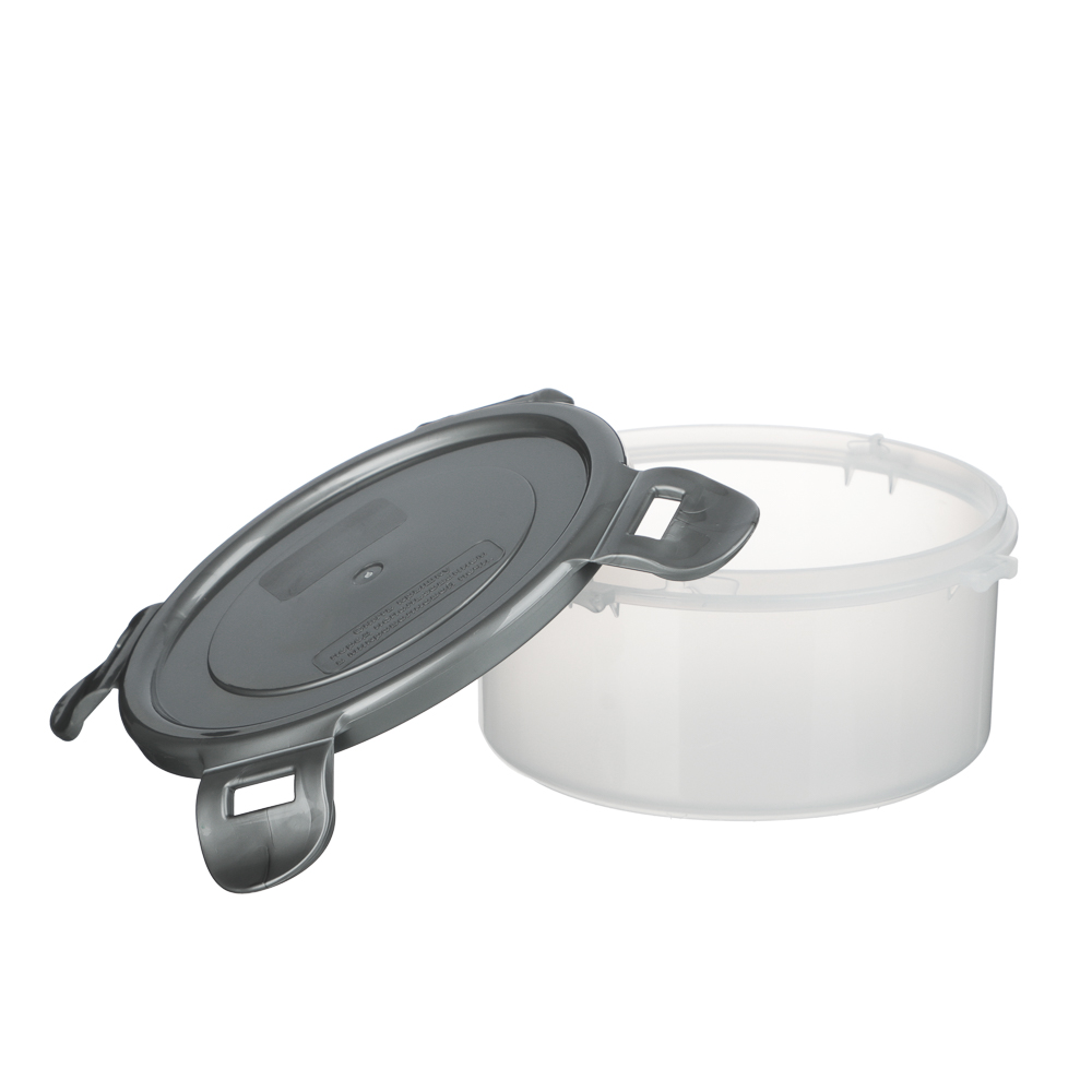 Контейнер герметичный для СВЧ с защелками, круглый, 0,35л, D-12см, H-6см, пластик - #4