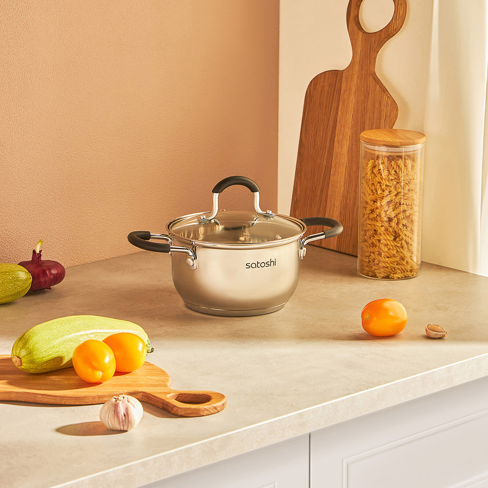 SATOSHI Альбер Кастрюля 16х9,5см, 1,8л, со стекл. крышкой, индукция - #10
