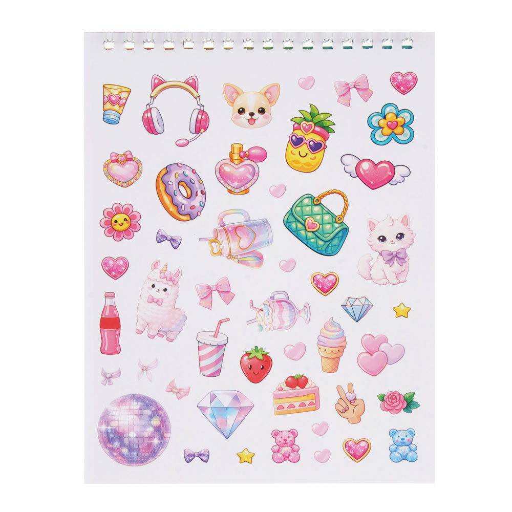 ХОББИХИТ Скетчбук для творчества с трафаретами, 20 л, картон, пластик, наклейки, 15х19х2см - #14