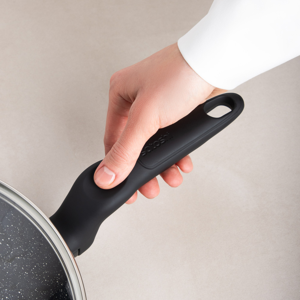 SATOSHI Стоун Сковорода литая с крышкой d28см, антипригарное покрытие мрамор, индукция - #19