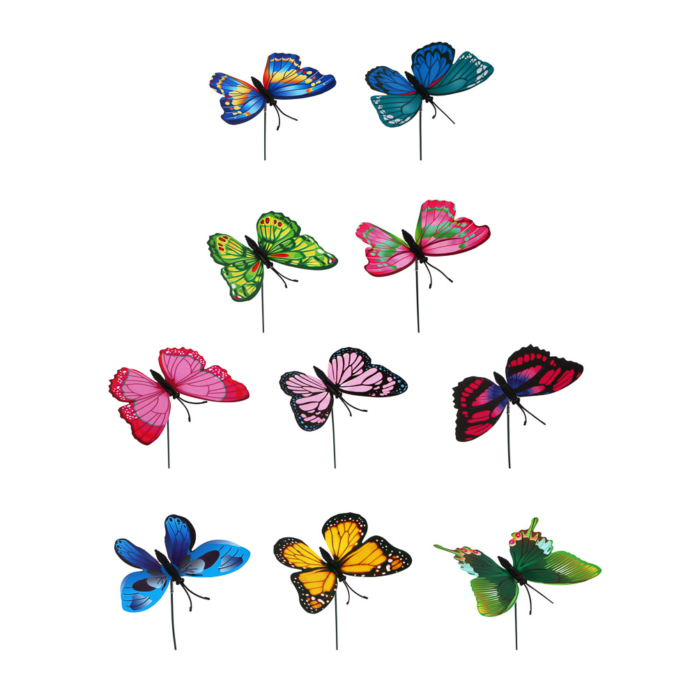 Фигурка на стержне "Бабочка" тм INBLOOM, набор 10шт, 8х25см, пластик, металл - #1
