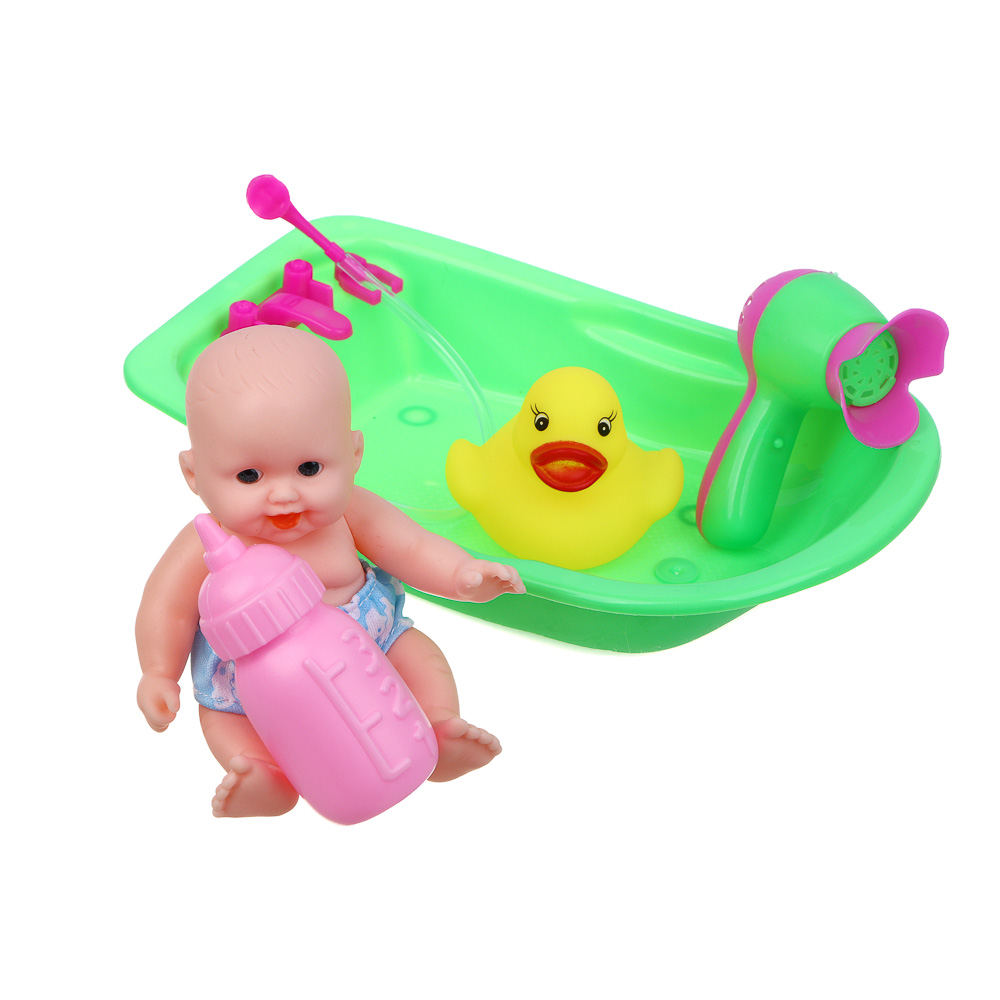 ИГРОЛЕНД Пупс 12 см в ванночке с аксессуарами, PVC, PP, 10х8х16 см - #5