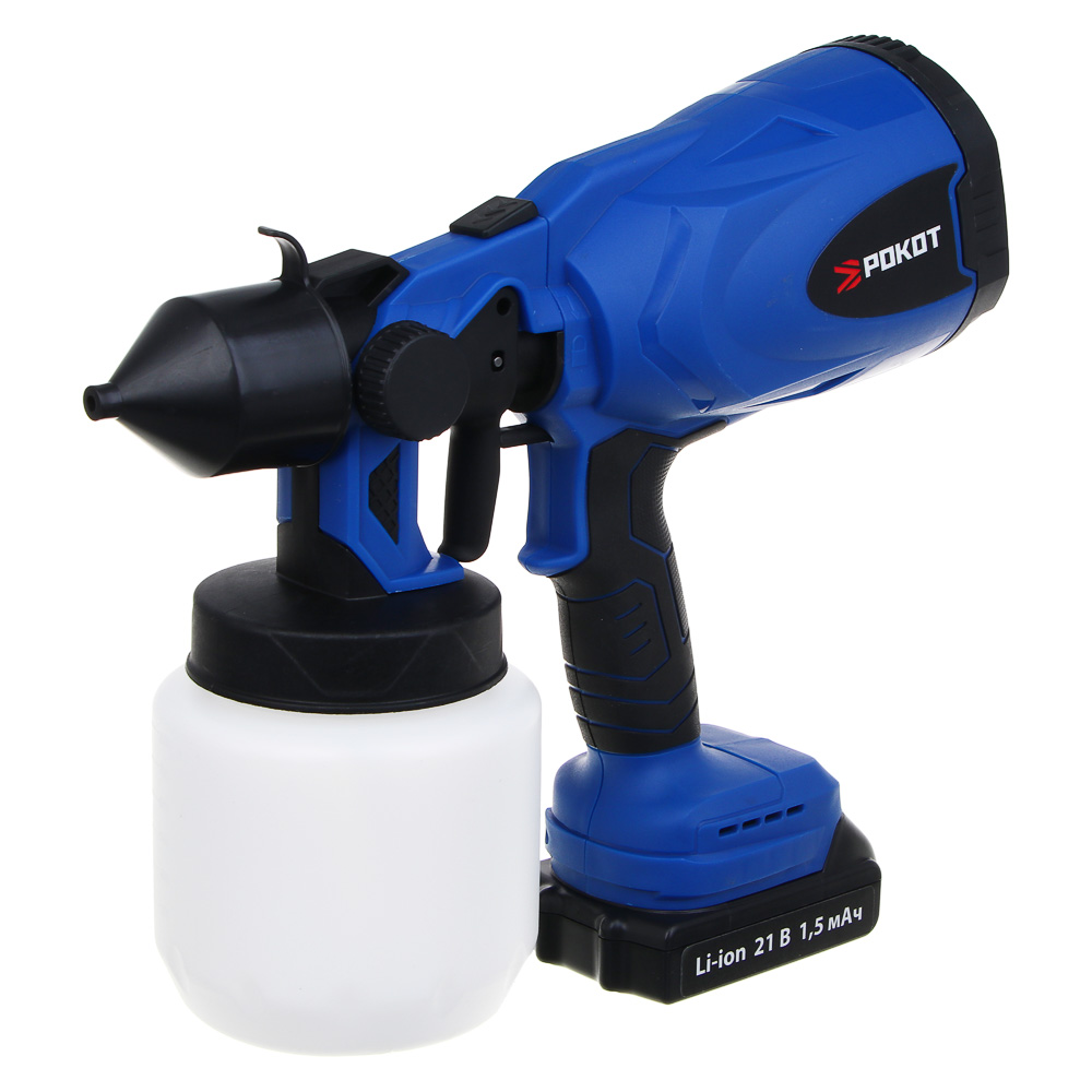 РОКОТ Краскораспылитель аккумуляторный, 21В, 1,5А Li-ion (1шт), з/у,бак 800мл, сопло 1,8мм, (ONE) - #5