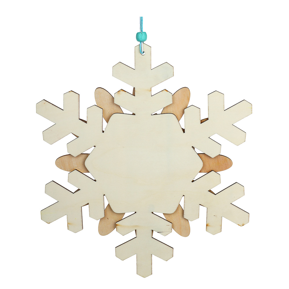 СНОУ БУМ Сувенир-подвеска в виде снежинок, 23 см, дерево, 3 дизайна - #4