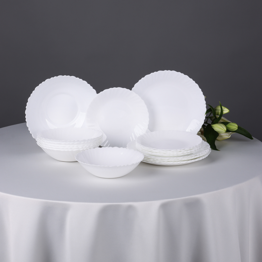 MILLIMI Бьянко Плюс Набор столовой посуды 19 пр., опаловое стекло - #6