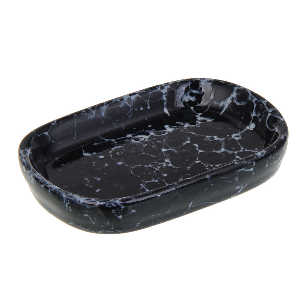 VETTA Мыльница, 13,5x9x2,5 см, керамика, "Космос", мрамор чёрный - #1