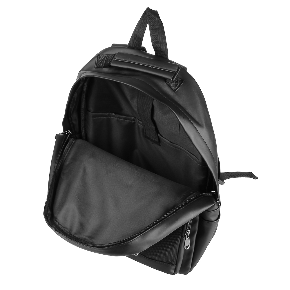 Рюкзак универсальный 43x30x13см, 1 отделение, 5 карманов, боковые утяжки, искусственная кожа, черный - #6