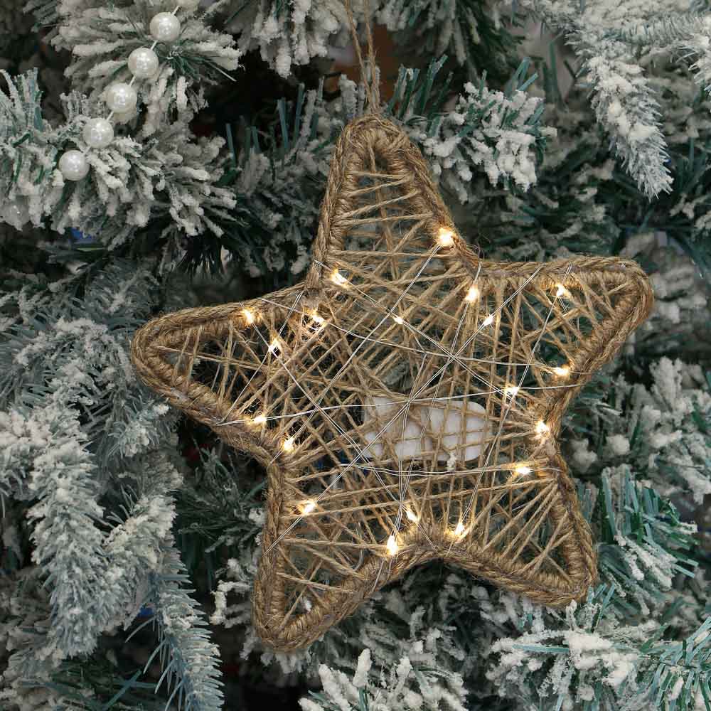 Украшение новогоднее светодиодное "Звезда", 21x1x21 см, веревка, металл, LED - #6