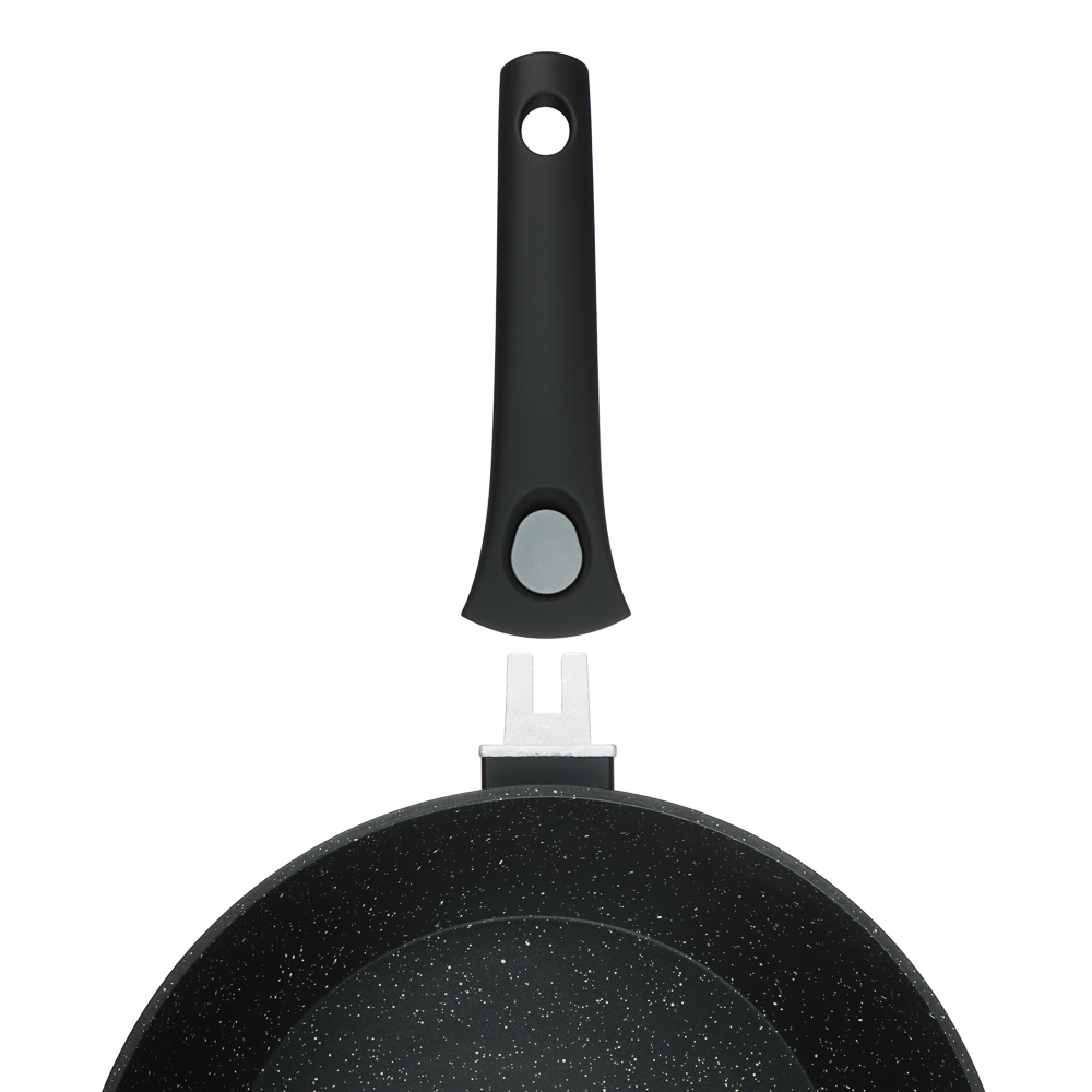 Сковорода глубокая литая тм SATOSHI Оникс с крышкой d28см, антипр.покр. мрамор, съем. ручка, индук. - #5