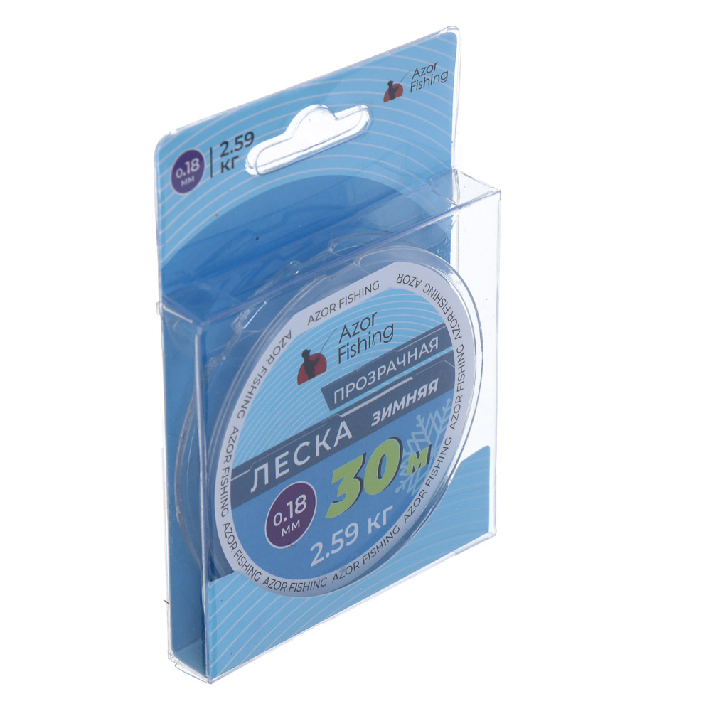 Леска зимняя тм AZOR FISHING, 30м, 0,18мм, 2,59 кг, прозрачная - #3
