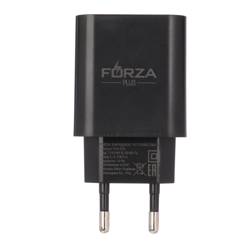 FORZA Сетевое зарядное устройство Стандарт, 2xUSB, 10 Вт черный - #1