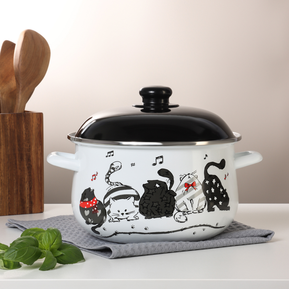 VETTA Хвостатые друзья Кастрюля эмалированная, 24см, 5,0л, индукция - #9