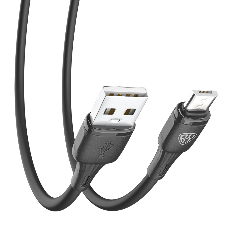 Кабель для зарядки USB(A)-microUSB BY Twist, 18Вт, 1 м, 3A, гибкий силикон, чёрный - #4