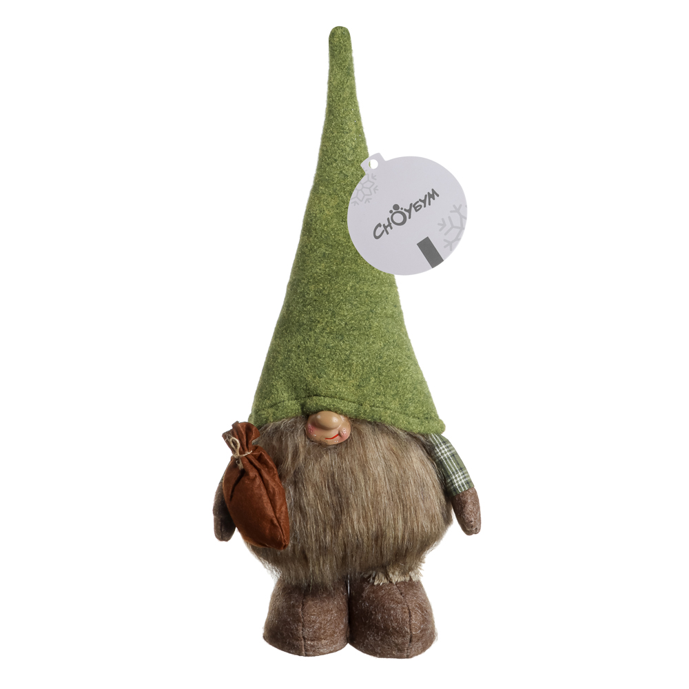 СНОУ БУМ Фигура декоративная "Гном" с выдвижными ногами 56,5-77,5 см, полиэстер, зеленый - #7
