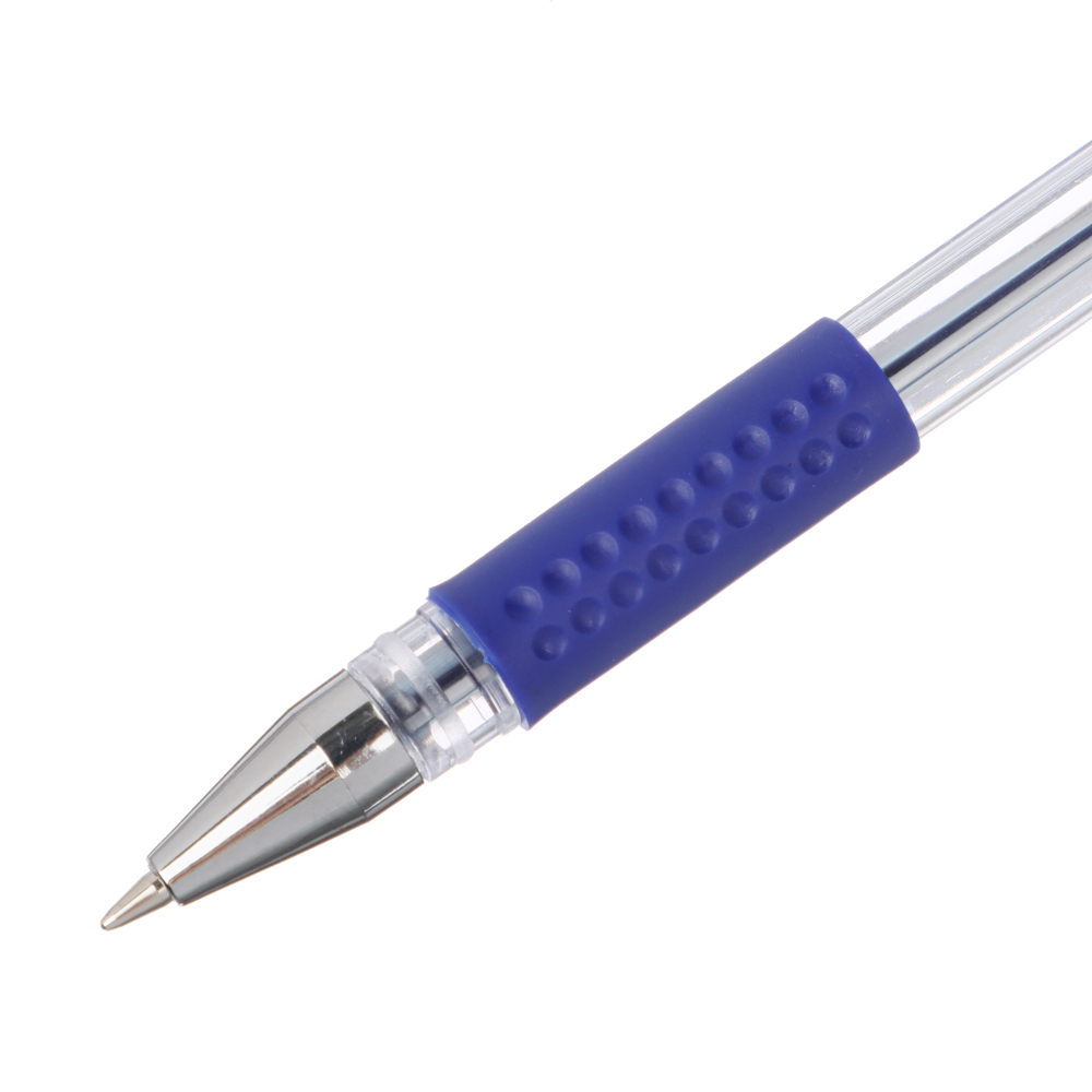 Ручка гелевая с резиновым держателем 0,5мм, синяя - #4
