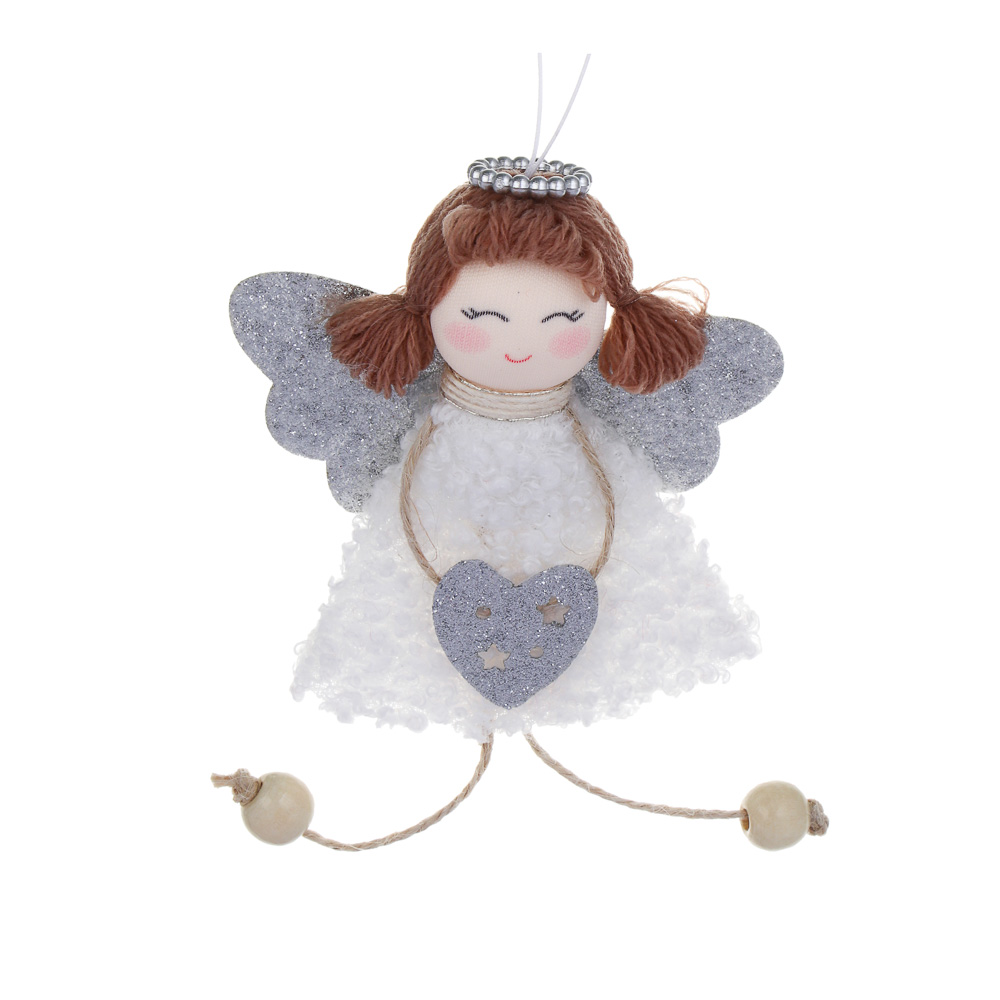 СНОУ БУМ Сувенир елочный Ангел 15 см, полиэстер, белый, 3 вида - #2