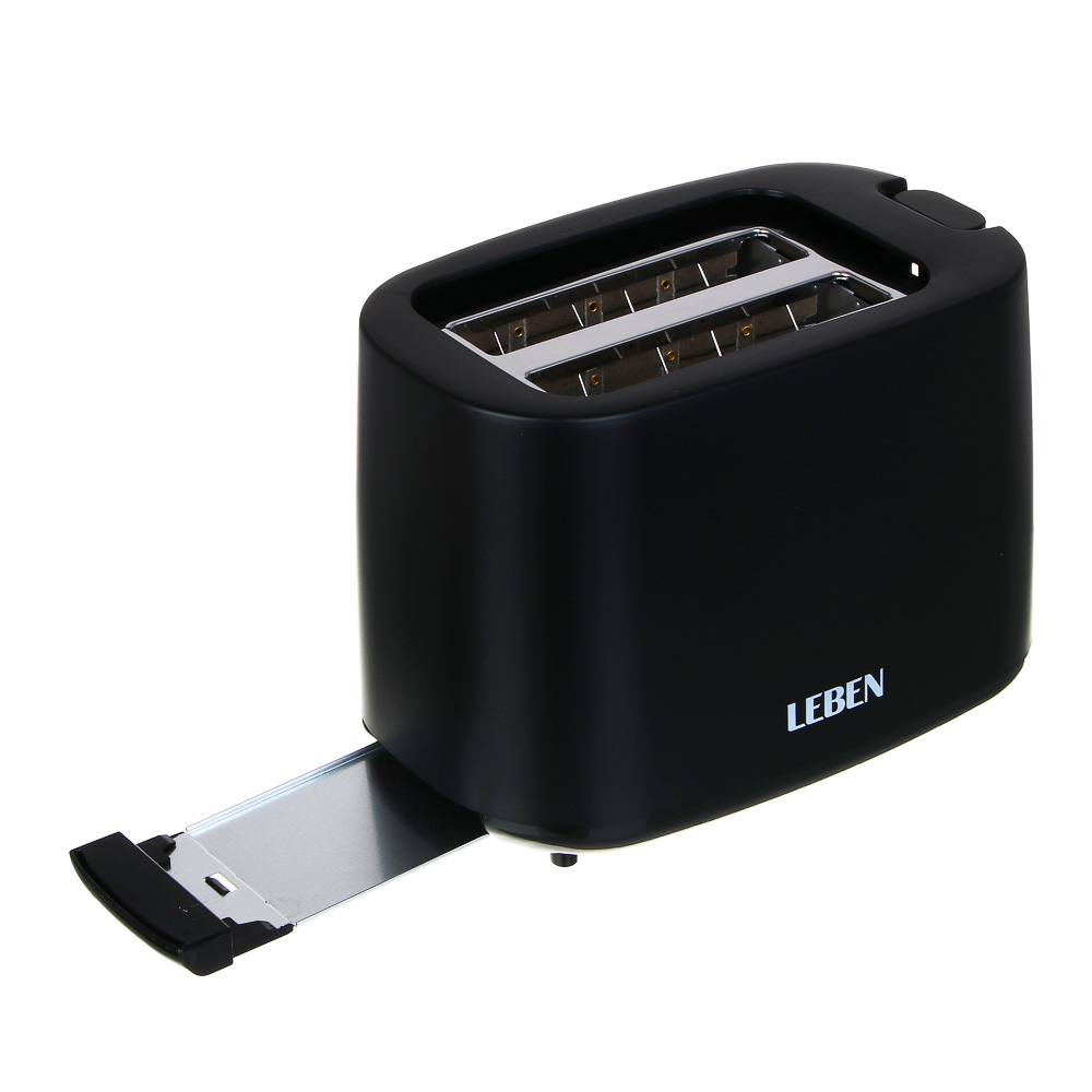 LEBEN Тостер, 650 Вт, 2 слота, регулятор мощности/степени прожарки, пластик, металл, чёрный - #3