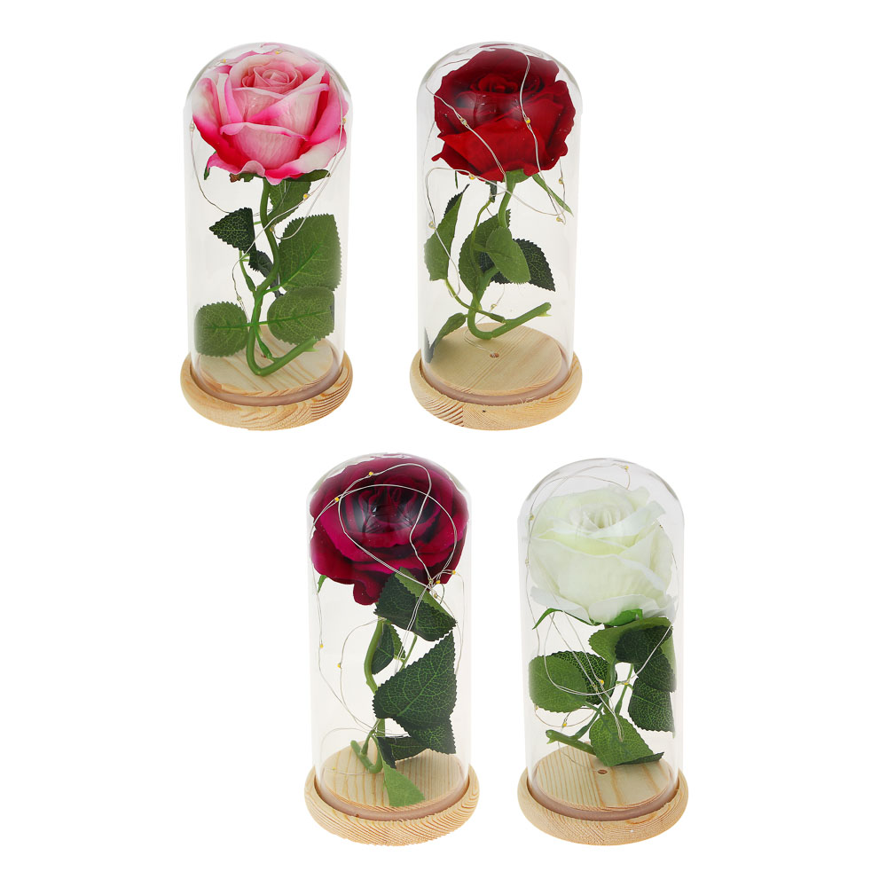 LADECOR Светильник - цветочная композиция, роза, 23 см, 3хААА, 4 цвета - #2