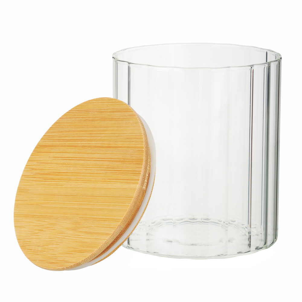 VETTA ЭКО Грани Банка для хранения 700мл, 11х10см, стекло, бамбук - #4