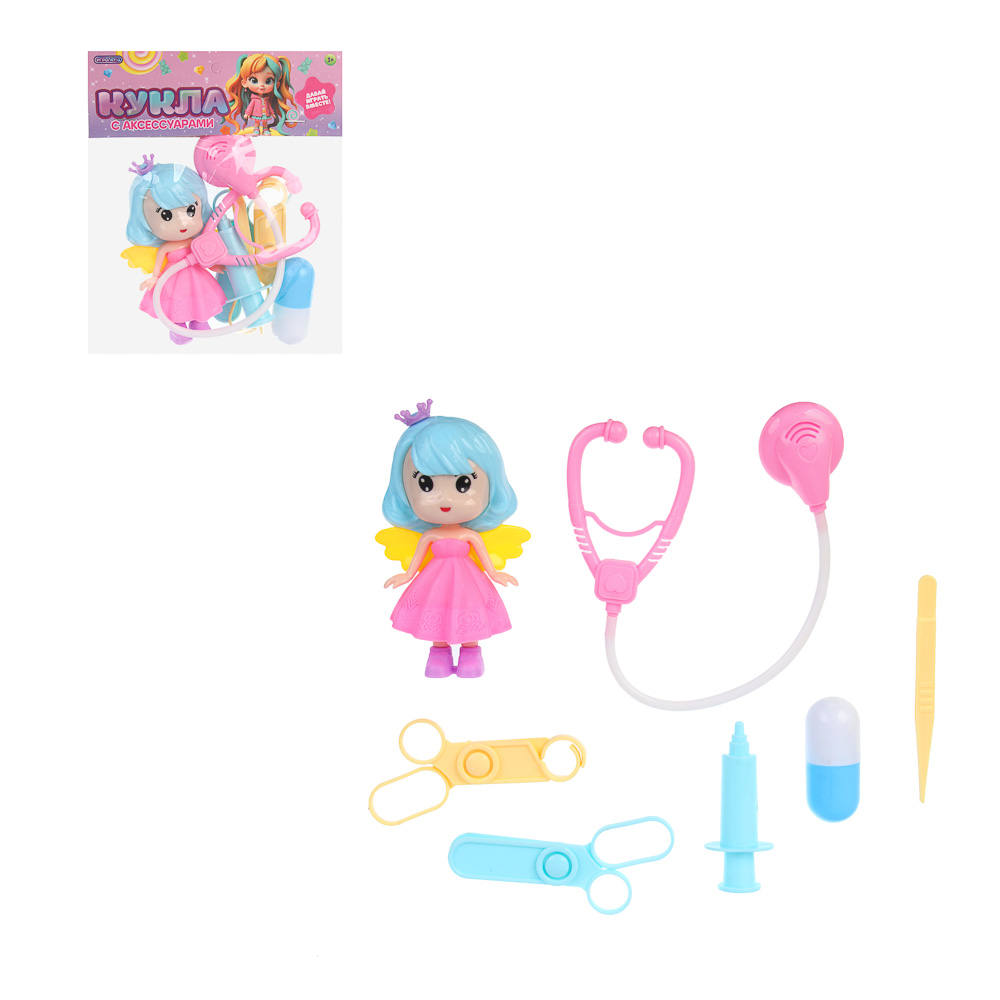 ИГРОЛЕНД Кукла с аксессуарами для игры в пакете, ABS, PP, 14х3х19 см, 4 дизайна - #1
