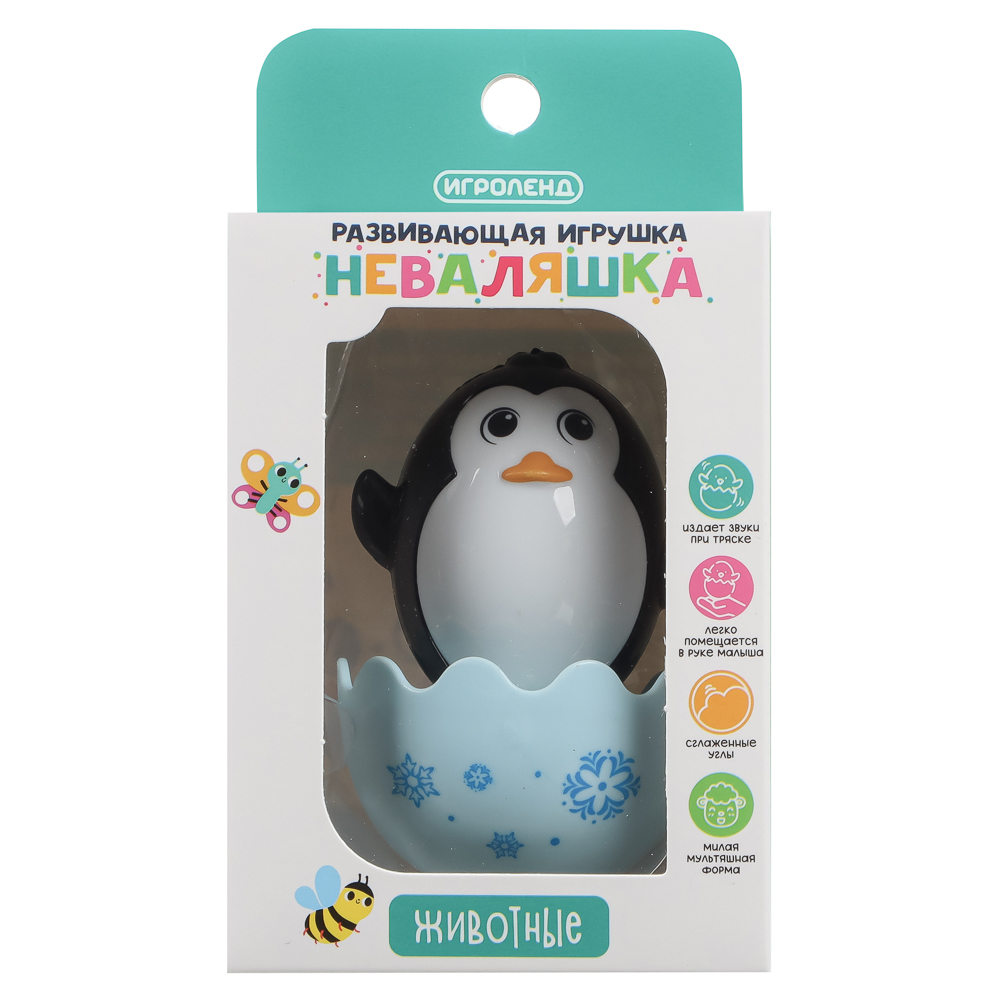 ИГРОЛЕНД Развивающая игрушка Неваляшка "Животные", ABS, 8х6х11см - #9