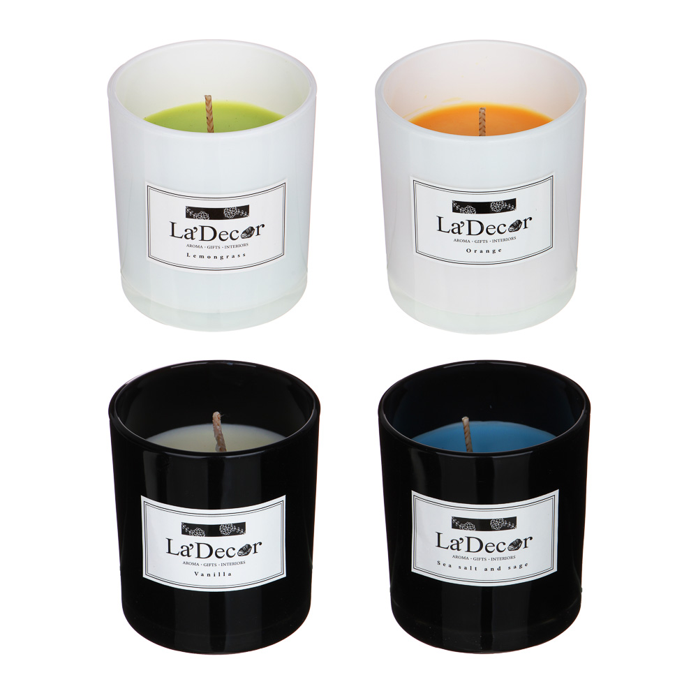 Свеча ароматическая LADECOR, черный/белый, 7x8 см, 280 г - #4