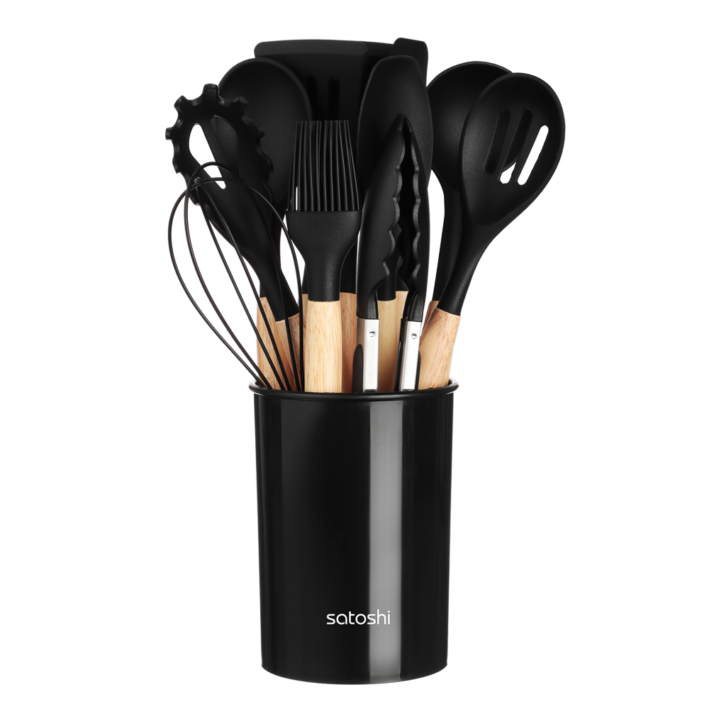 SATOSHI Аллон Набор кухонных принадлежностей 12пр., черный, силикон - #1