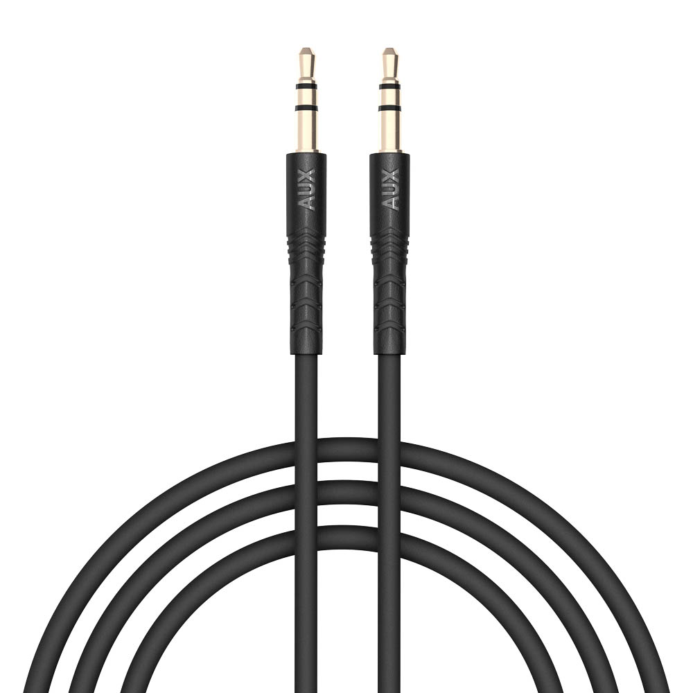 Аудиокабель AUX-AUX 3.5мм mini jack BY Base, 1.2м, позолоченный, PVC, черный - #1