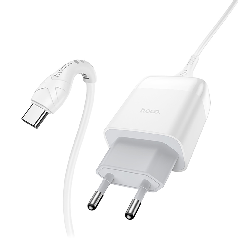 Комплект СЗУ hoco. модель C72Q, USB-C 18Вт, QC3.0, каб. C-C, белый - #4