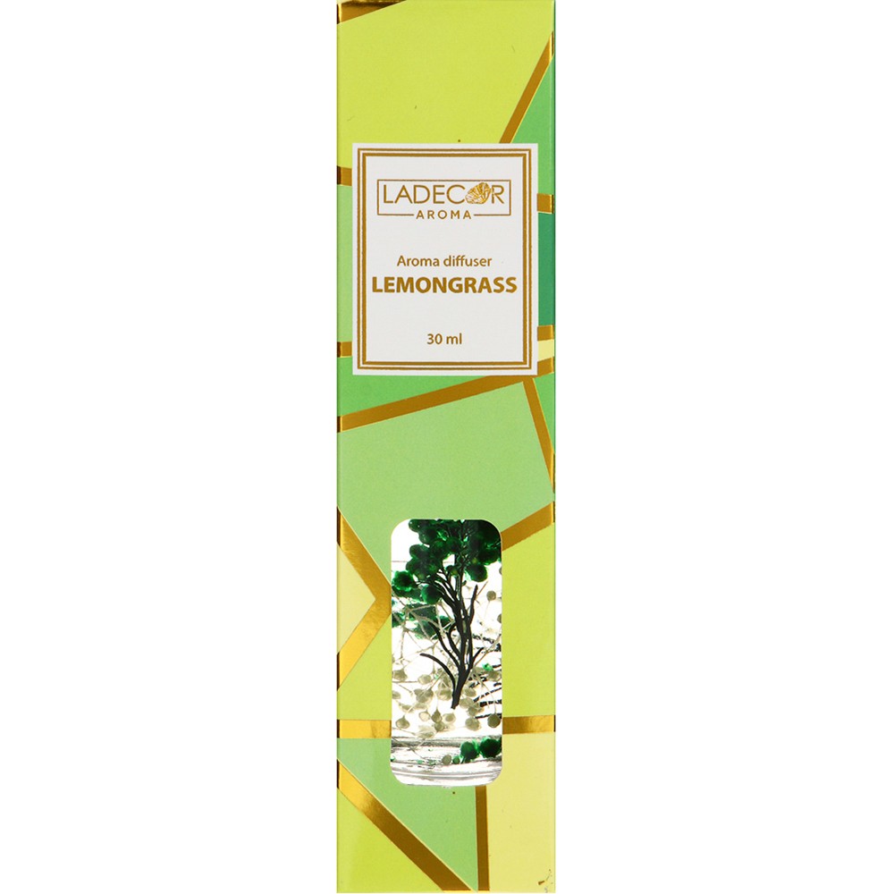 LADECOR Аромадиффузор 30мл с декором и с палочками, 4 вида лаванда,лемонграсс,роз.геоцинт,океан - #11